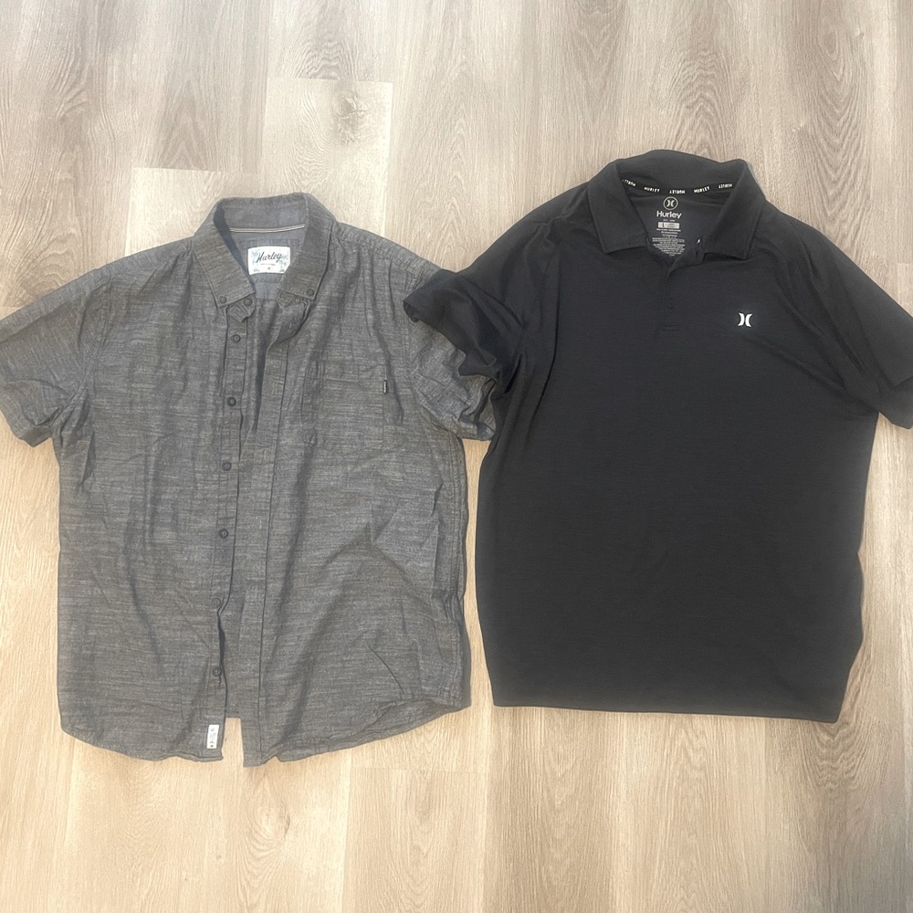 Mens Hurley Short Sleeve Button Shirt & Polo Lot Size Large